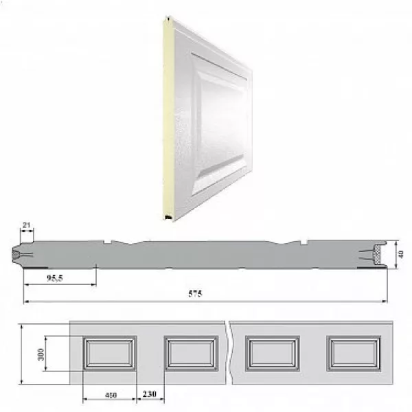 ДОРХАН Панель 575мм Нфиленка230/Нстукко WENGE(Венге)/белая(RAL9003), 3F230/S00-WNG/9003